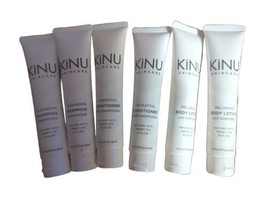 KiNU Skincare Haircare 6 Piece Spa Lot Sweet Fig &amp; Olive Travel Size Toiletries - £14.84 GBP