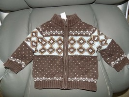 Janie And Jack Argyle Brown Zip Up Sweater Jacket Lined  Size 6/12 Months - £16.65 GBP