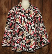 Requirements Womens Floral Print Zip-Up Blazer Jacket With Collar &amp; Cuff... - £17.36 GBP