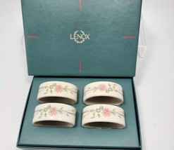 Lenox Country Cottage Courtyard Napkin Rings Set of 4 Chinastone Floral in Box - £28.90 GBP