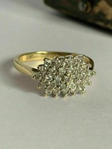 2Ct Round Simulated VVS1 Diamond Cluster Engagement Ring 14K Yellow Gold Plated - £95.99 GBP