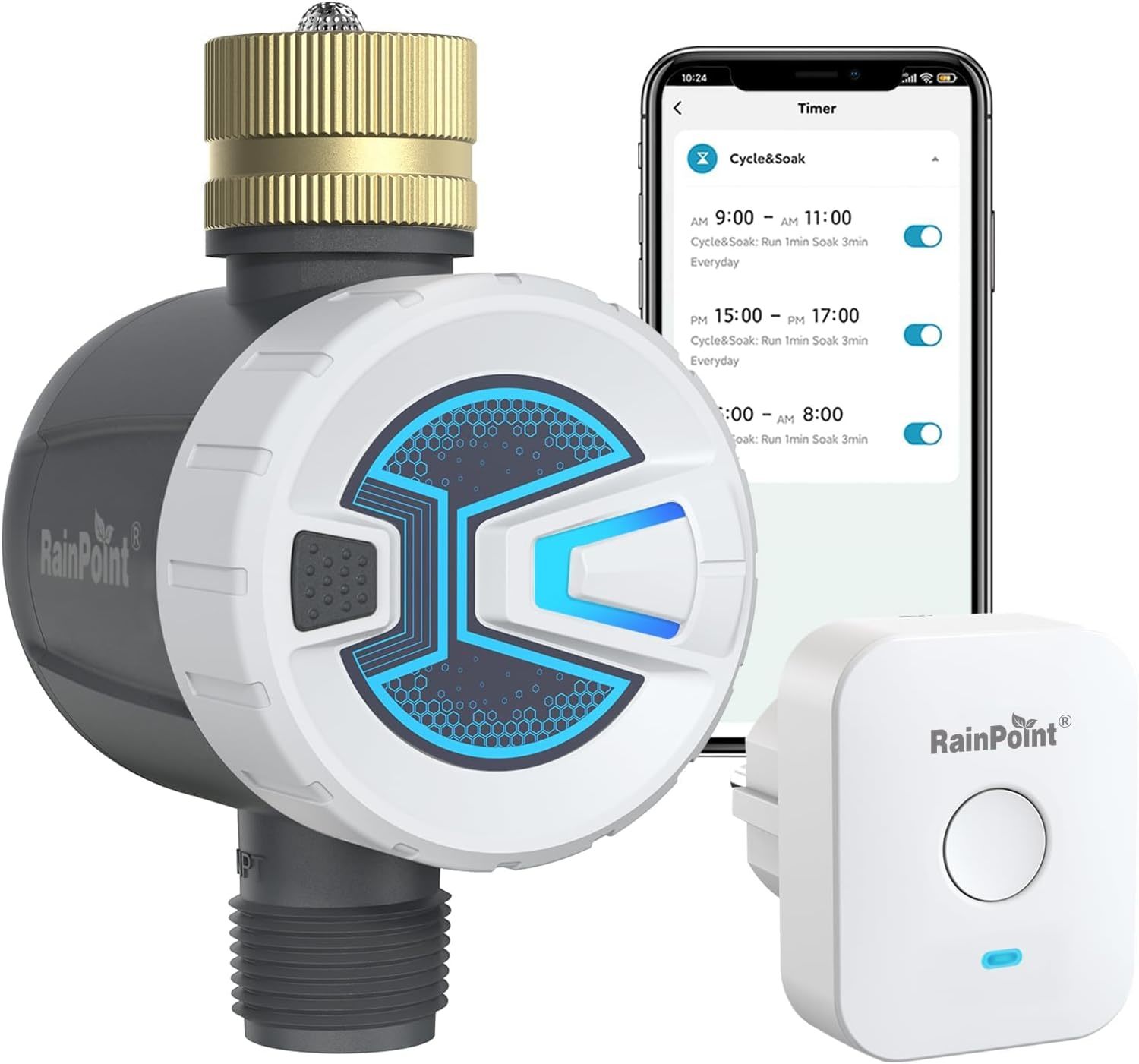 Wifi Sprinkler Timer With Brass Swivel, App Remote Control, 2.4Ghz Wif, ... - $60.92
