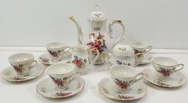 VC) Vintage 15 Piece Floral White &amp; Gold Demitasse Coffee Tea Set Japan ... - £96.90 GBP