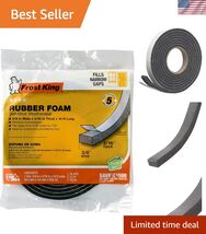 10FT Durable Self-Stick Black Rubber Foam Tape for Weatherproofing &amp; Sea... - $6.92