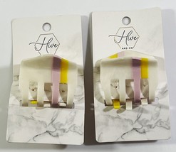 HIVE AND CO HAIR CLIPS  WHITE YELLOW PURPLE PACK OF 2 - $11.41