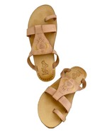 Latigo Embroidered Beige Leather Women’s Toe Loop Flat Sandals Thong Siz... - $29.70