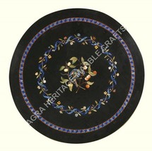 18&quot; Marble Coffee Bedroom Table With Black Top Bird Art Lapis Inlay Decor H4672 - £469.64 GBP