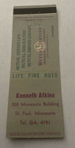 Vintage Matchbook Cover Matchcover Kenneth Atkins Mutual Service St Paul MN - £0.73 GBP