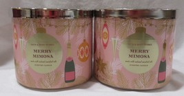 Bath &amp; Body Works 3-wick Scented Candle Lot Set of 2 MERRY MIMOSA - £53.91 GBP