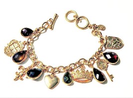 Cookie Lee Charm Bracelet Rose Goldtone  Large Wrists 8 to 8 1/2 Inches Long - £7.97 GBP