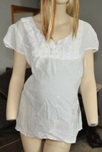 Maternity Blouse Oh Baby Motherhood Short Sleeve Tie Back White Shirt $36-sz M - £9.55 GBP