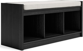 Charcoal Gray Modern 3 Cubby Upholstered Storage Bench From Signature De... - £114.01 GBP