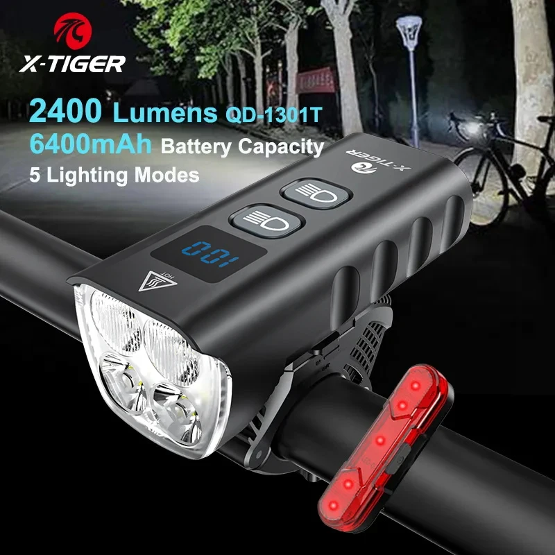 X-TIGER Front Light Bicycle Lamp USB Rechargeable LED Flashlights 2400 Lumens - £43.09 GBP+