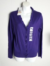 Kenneth Cole Reaction Grape Ruffled Cardigan Womens Size Small NEW - $320.94 MXN