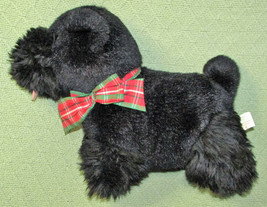 Chosun Plush Dog Black Scottie Schnauzer 14&quot; Stuffed Animal Red Tartan Bow Puppy - £12.38 GBP