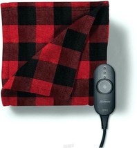 Sunbeam Electric Heated Throw, Fleece Red Plaid Blanket - $33.23
