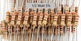 1/2W 5% carbon film tan resistors-5 pcs -Any Value-Ship Day Ordered - Mr Circuit - £1.55 GBP+