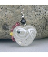 Lampwork Heart Shaped White Chicken Necklace Pendant (BN-NEC601) - £9.42 GBP