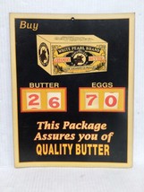 Vintage BUTTER &amp; EGGS White Pearl Brand Country Americana CARDBOARD SHOP... - £26.83 GBP