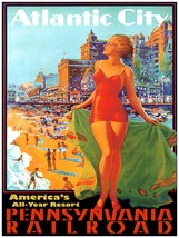 7841.Atlantic City.Pennsylvania railroad.woman in swimsuit.POSTER.art wall decor - £13.63 GBP+
