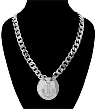 Silver Metal Clear Rhinestone and Crystal Anchor  Necklace - £30.46 GBP