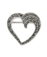 Sterling Silver Marcasite Heart Pin - £109.36 GBP