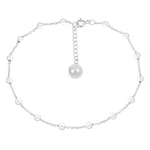 Minimalist Round Beads on Chain Sterling Silver Bracelet or Anklet - £16.82 GBP