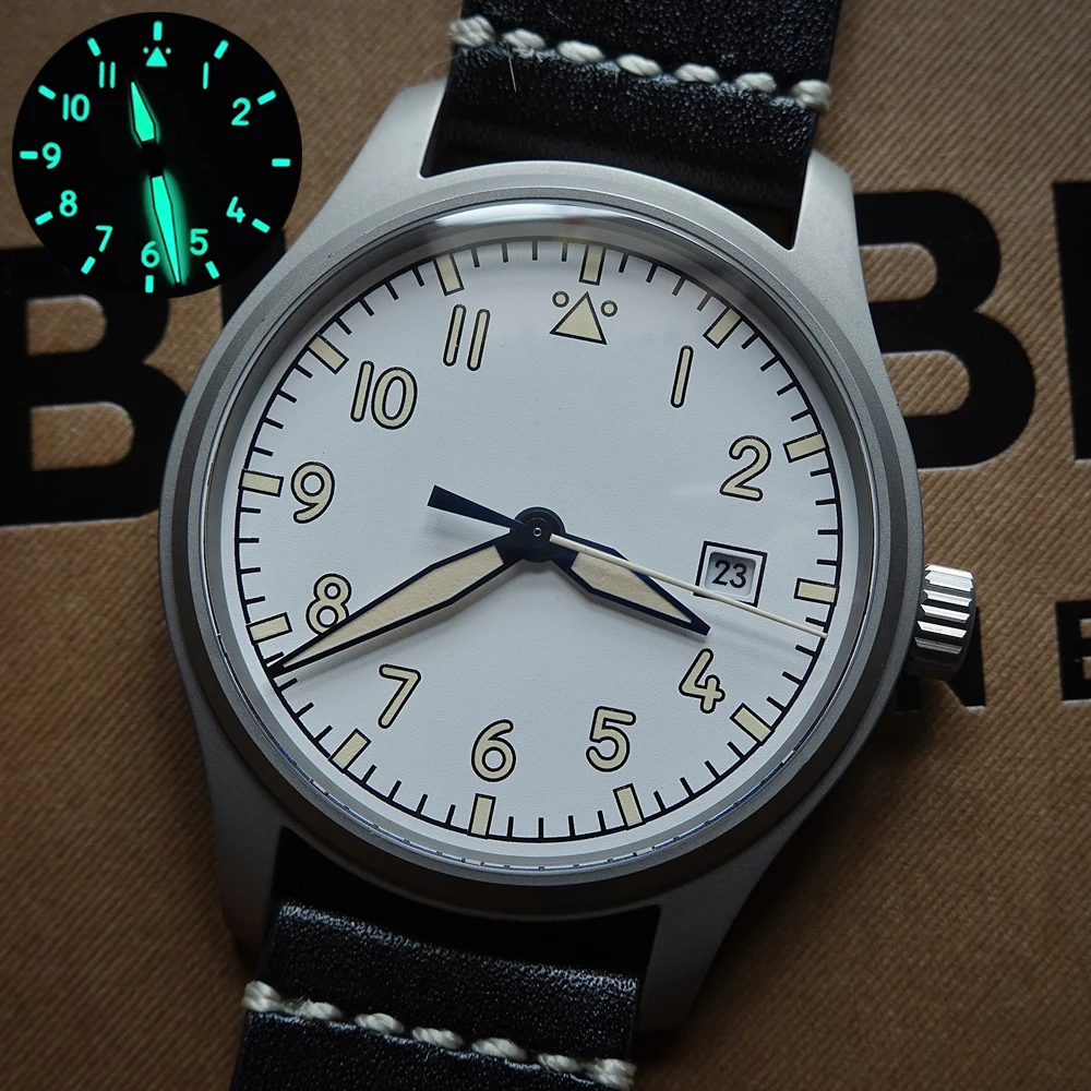 Pilot Titanium Watch Automatic Men  Mechanical  40mm Homage Watch    Clo No Logo - £213.54 GBP