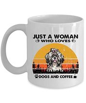 Just A Woman Who Loves Puppy Shih Tzu Dog And Coffee Mug 11oz Ceramic Vintage Gi - £13.37 GBP