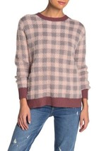 New SUSINA Sweater Womens Small Buffalo Checkered Print Pullover Pink Gray  - £18.98 GBP