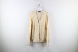 Vtg 60s Streetwear Mens L Distressed Blank Wool Blend Knit Cardigan Sweater USA - £54.46 GBP