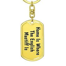 English Mastiff&#39;s Home - Luxury Dog Tag Keychain 18K Yellow Gold Finish - £27.49 GBP