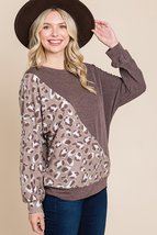 Cute Animal French Terry Brush Contrast Print Pullover With Cuff Detail_ - £27.52 GBP