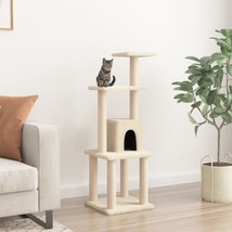 Cat Tree with Sisal Scratching Posts Cream 105 cm - £31.15 GBP