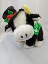 Russ Clover Cow Plush Black White 9 Inch Bell Hat Stuffed Animal Toy - £13.11 GBP