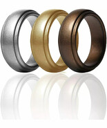 Set of 3 Silicone Wedding Ring for Women&amp;Men Flexible, Comfortable Size ... - $5.93