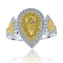 GIA Certified 1.50 TCW Pear Light Yellow Diamond Engagement Ring 18k White Gold - £3,342.42 GBP