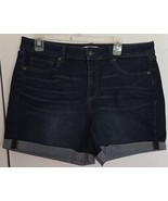 Womens 14 Sonoma Dark Indigo Blue Denim Jean Cuffed Shorts - $25.80 CAD