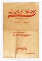 Tadich Grill Menu San Francisco California 1957 The Original Cold Day Restaurant - £30.07 GBP