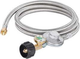 6FT Propane Hose Regulator with Gauge,Qcc1 Connection for Most LP Gas Grill, Hea - £28.89 GBP
