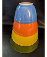 4pc Set Pyrex Primary Colors Nesting Opalware Mixing Bowls 410 402 403 404 - €77,64 EUR