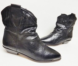 CONNIE Vaquero Western Cowboy Boots Leather Metal Tips Brazil Black 7 B - £27.23 GBP