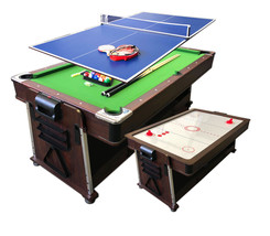 4 in 1 - 7Ft Green Pool Table + Air Hockey + Tennis Table Tennis + Dinne... - $2,299.00
