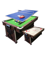4 in 1 - 7Ft Green Pool Table + Air Hockey + Tennis Table Tennis + Dinne... - $3,142.82 CAD