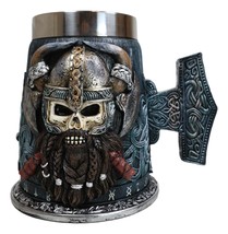 Gothic Viking Horned Warrior Danegeld Skull Tankard Mug 20oz With Hammer... - £31.96 GBP