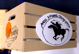 Neil Young Crazyhorse OIL  Hand Painted Hand Made Vinyl LP record Storage Crate - $118.75