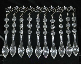 30Pcs Clear Acrylic Hanging Ornaments Teardop Prisms Pendants w/ Sprisal... - £13.14 GBP