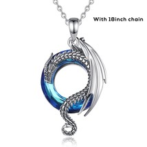 Real 925 Sterling Silver Cool Dragon Neckalce Luxury Austrian Crystal Personalit - £39.48 GBP