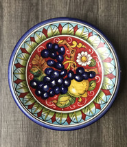 Fatto A Mano Italy Firenze Ceramic Plate Bowl Hanging Fruit Grapes Lemon 9” - £26.06 GBP