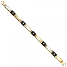 Men&#39;s 14K Two Tone Gold &amp; Black Enamel Bracelet - £699.84 GBP